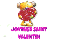 Gif animé joyeuse Saint Valentin ourson coeur